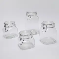 MICA - Set de 4 Canisters Vidrio con Broche Hermético