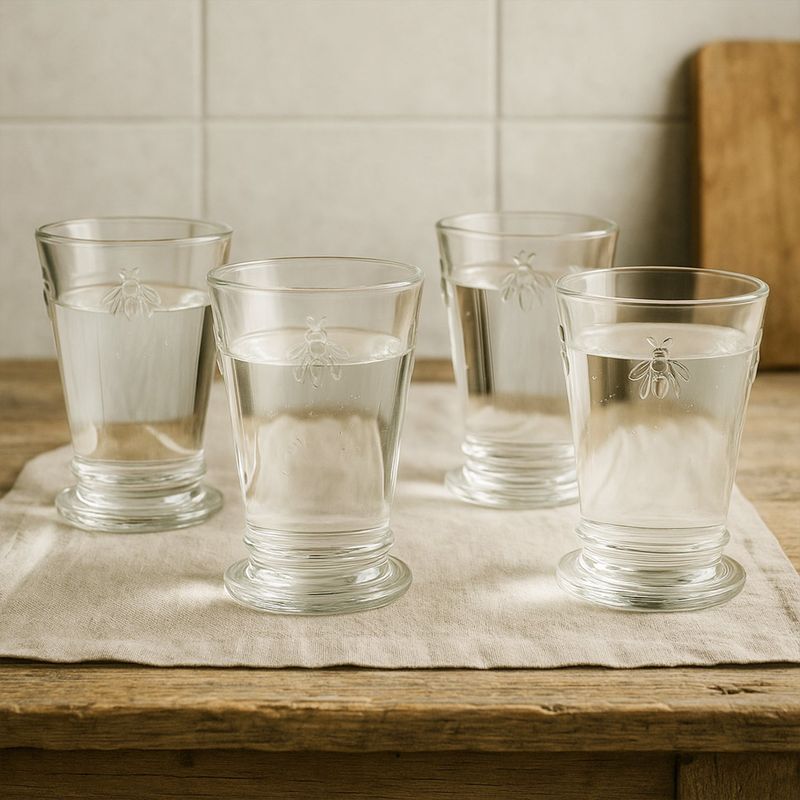 ROBERTA ALLEN - Set de 4 Vasos Altos Vidrio Diseño Abeja Roberta Allen