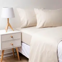 AMBIENTA - Pack De 2 Juegos De Sábanas Blanco/Beige