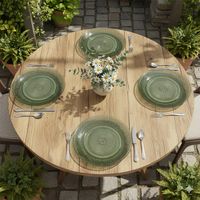 Set 4 Platos Postre/Ensalada Vidrio Labrado 18 cm Verde