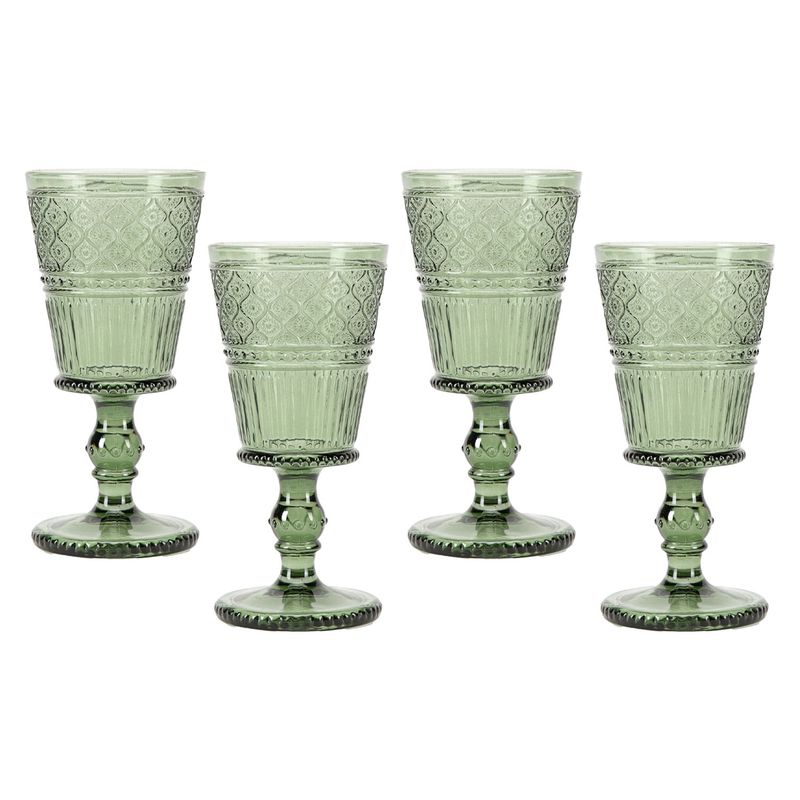 ROBERTA ALLEN - Set de 4 Copas de Agua Roberta Allen Labrado Verde 270 ml