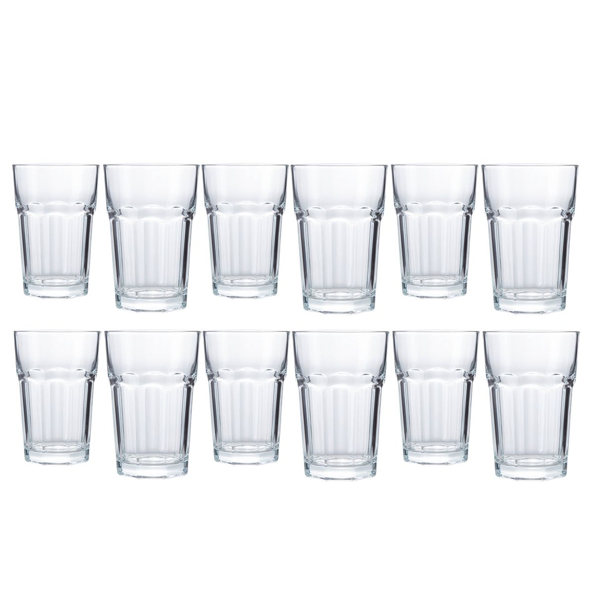 MICA - Set de Vasos Mica Vidrio Tableados 450 ml - 12 Unidades