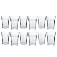 MICA - Set 12 Vasos Vidrio Largos Tableados 450 ml