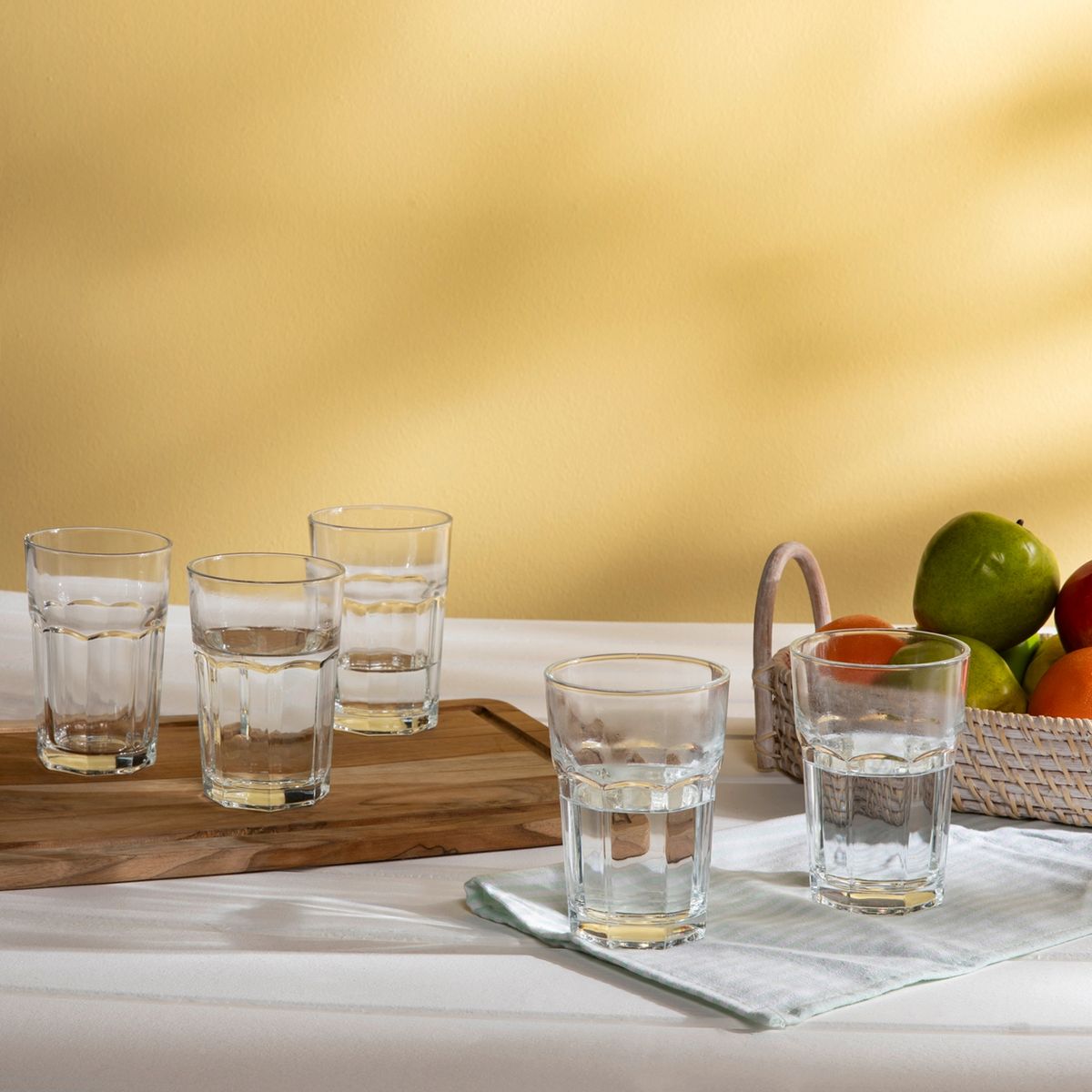 MICA - Set de Vasos Mica Vidrio Tableados 450 ml - 12 Unidades