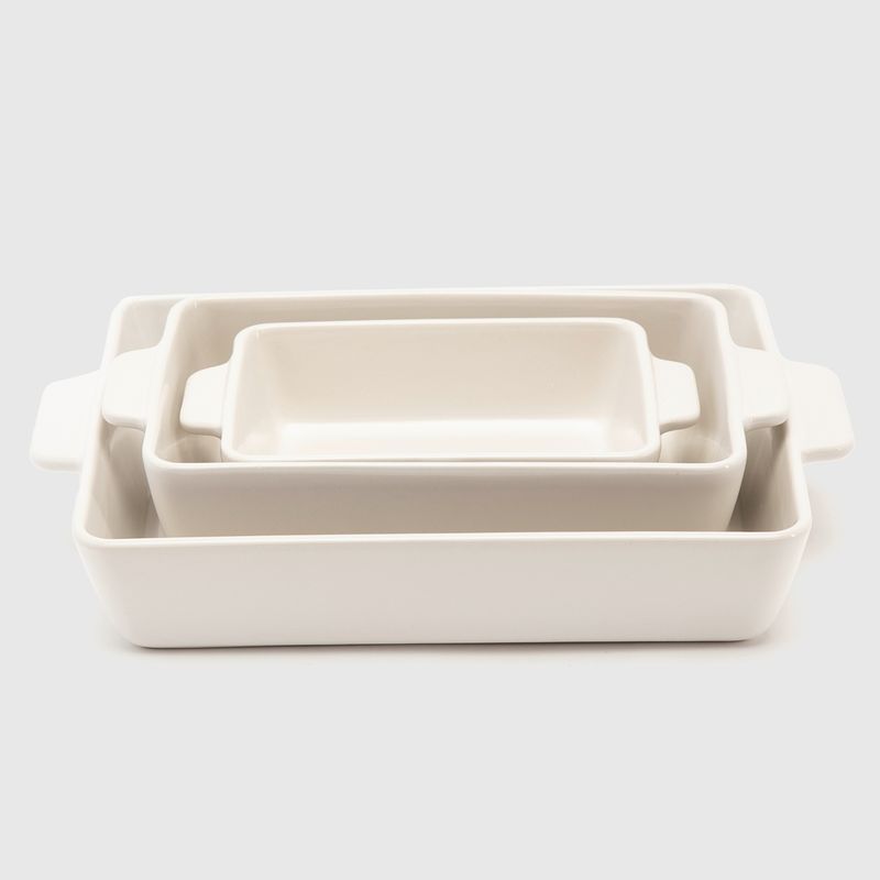 MICA - Set de Fuentes Mica Cerámica Blanca Rectangular 3 Unidades