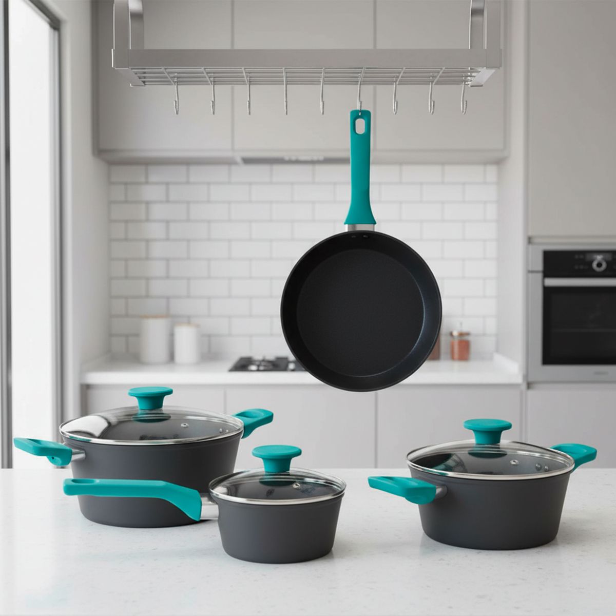 MICA - Batería De Cocina New Color 7 Piezas Aluminio Mica