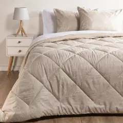 AMBIENTA - Juego De Cama Hojas Beige Sábana + Plumón