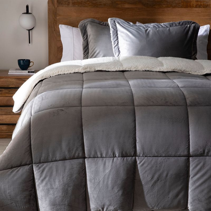 BASEMENT HOME - Plumón Basement Home King Sherpa Bicolor Gris 270x240 cm