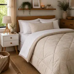 AMBIENTA - Juego De Cama Hojas: Plumón+ Sábanas+ Fundas de Almohada