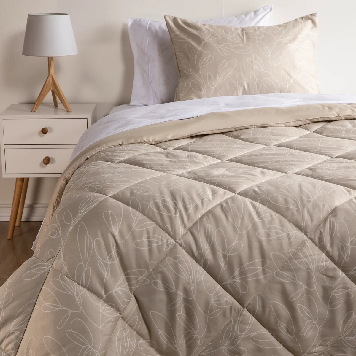 AMBIENTA - Juego De Cama Hojas: Plumón+ Sábanas+ Fundas de Almohada Ambienta