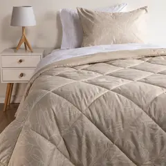 AMBIENTA - Juego De Cama Hojas Beige Sábana + Plumón