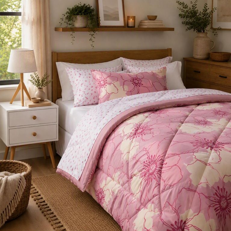 Juego De Cama Sharon: Plumón+ Sábanas+ Fundas de Almohada