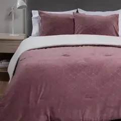 MICA - Cubrecama Sherpa Coral King Burdeo Estampado Poliéster