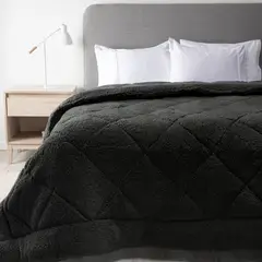MICA - Plumón Sherpa 2 Plazas Estampado Suave Poliéster Blanco