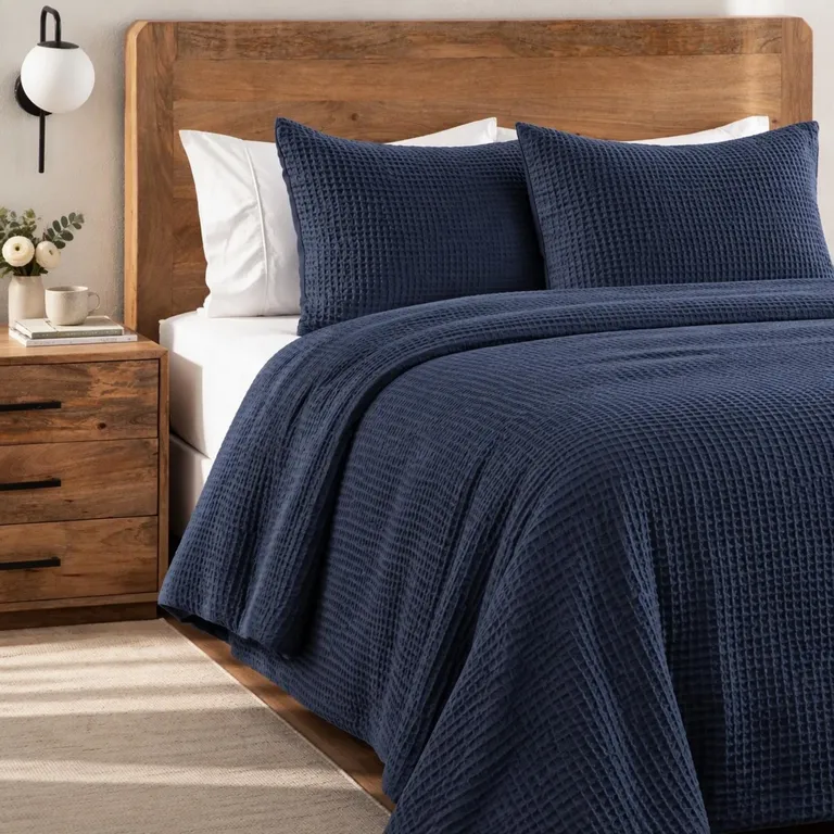 Cubrecama Textura Waffle + Fundas de Almohada