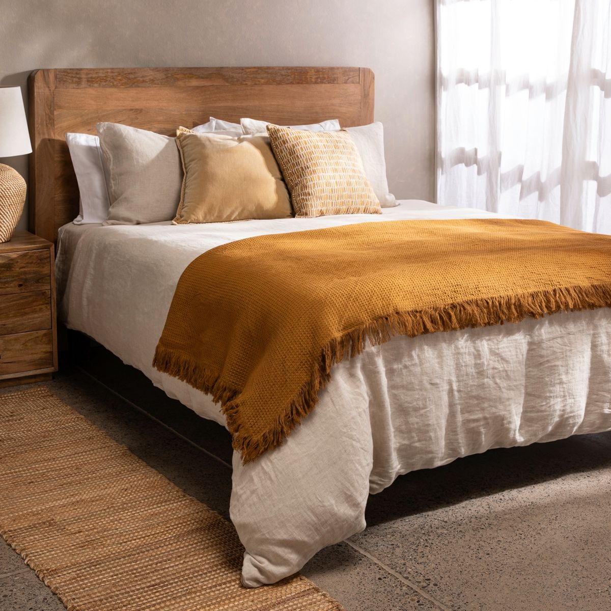 BASEMENT HOME - Manta Bm Waffle Mostaza Lino Basement Home