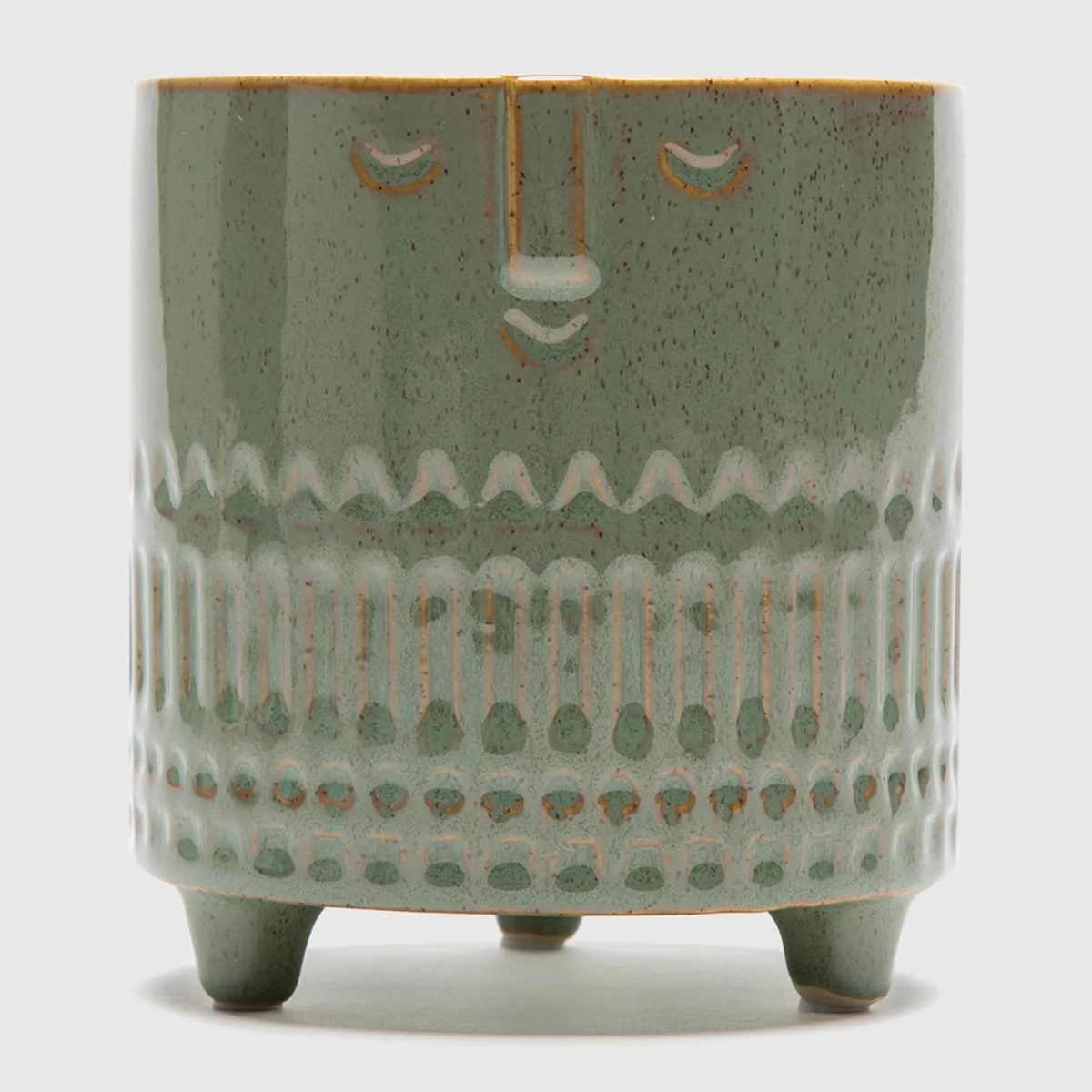 MICA - Macetero de Cerámica con Caras 13.5X12 cm Decoración Mica