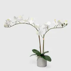 MICA - Orquídea Artificial Blanca en Maceta Decorativa