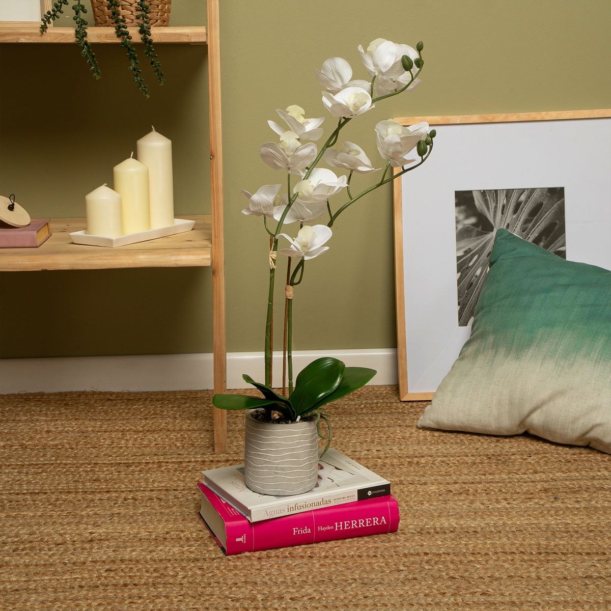 MICA - Orquídea Artificial Blanca Mica en Maceta Decorativa