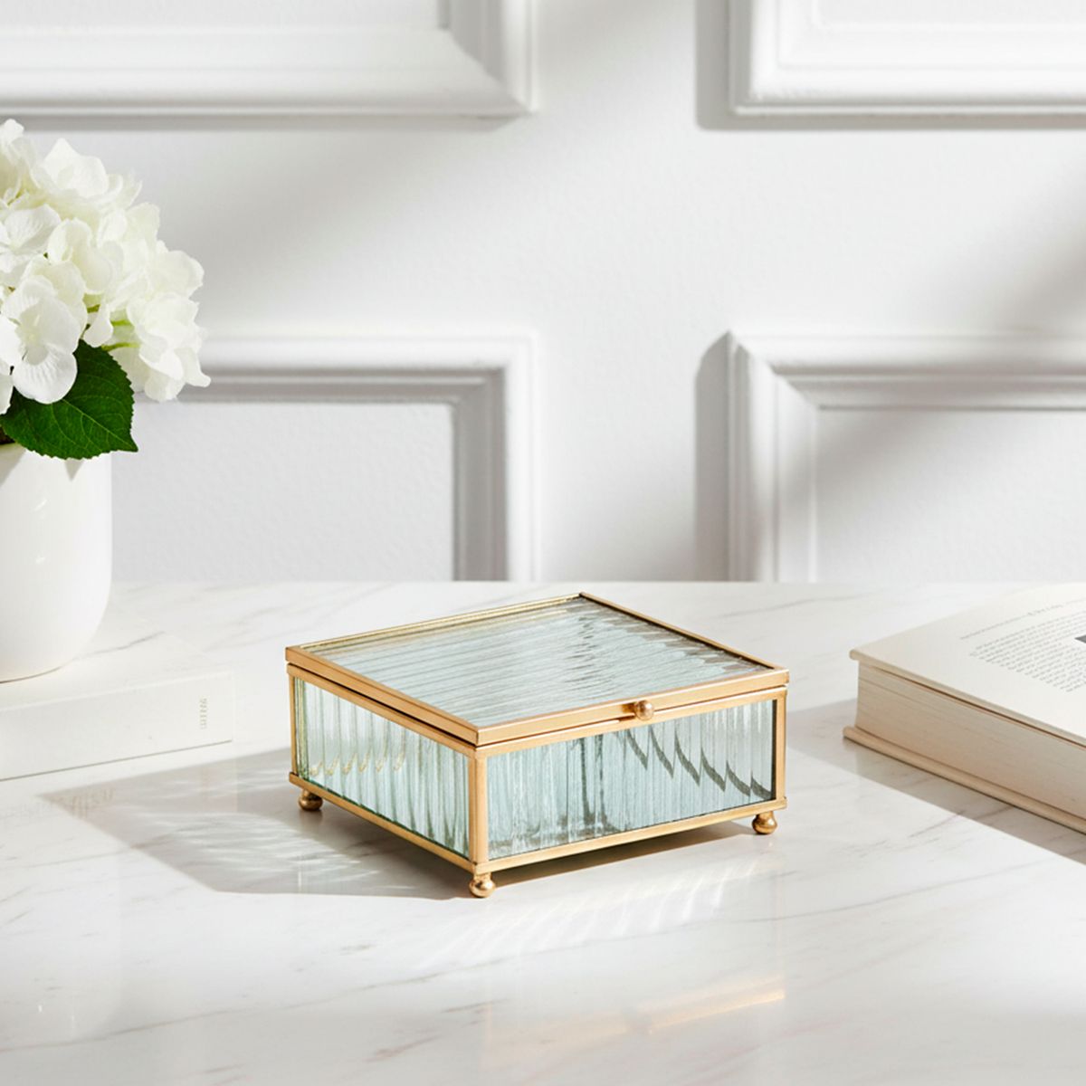 Caja Adorno Vidrio Joyero Dorado Decoración Roberta Allen, marca ROBERTA ALLEN - Foto Principal