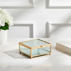 ROBERTA ALLEN - Caja Adorno Vidrio Joyero Dorado Decoración