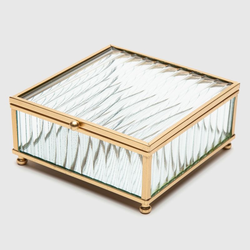 ROBERTA ALLEN - Caja Decorativa Vidrio Dorada 20 Cm Roberta Allen
