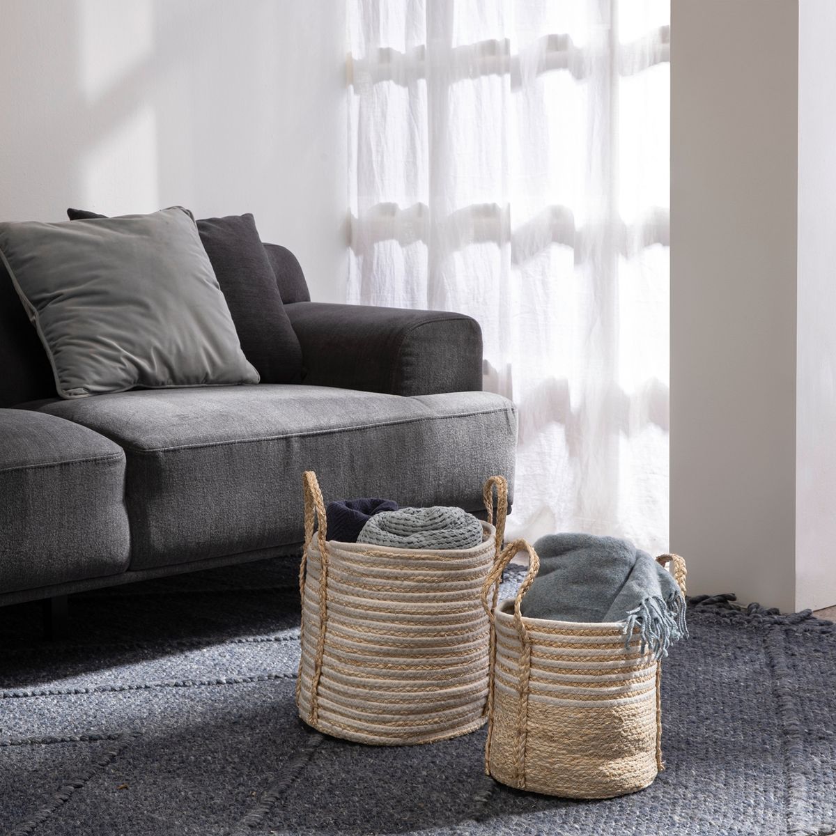 MICA - Set de 2 Canastos Decorativos Mica Maze 30x30cm y 25x25cm