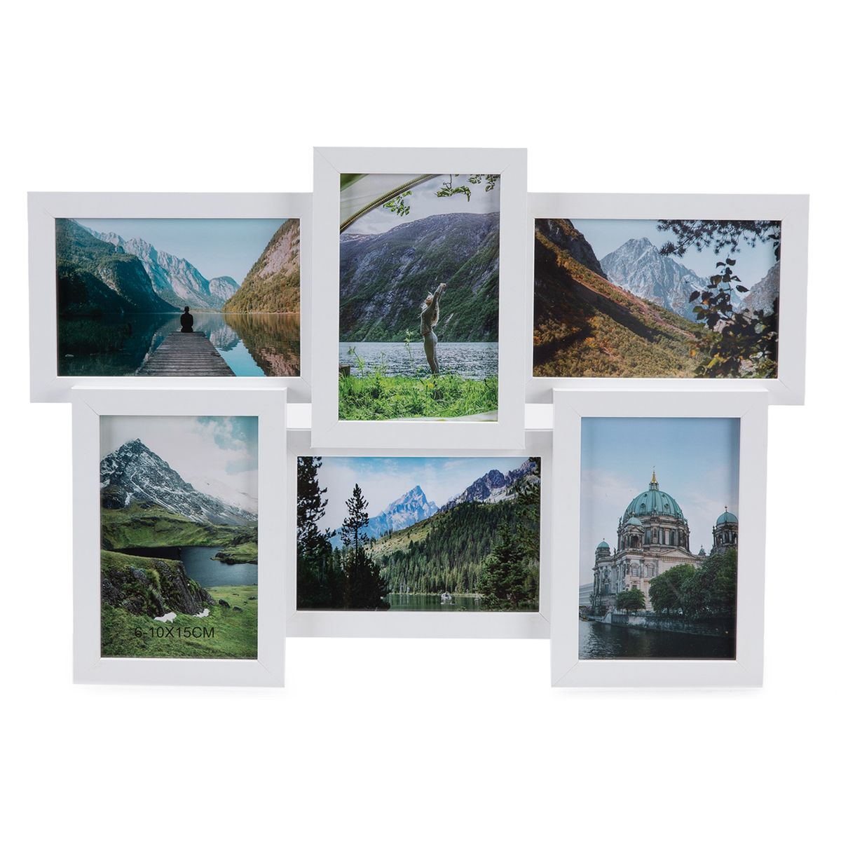 MICA - Marco De 6 Fotos Blanco 28X44 Cm Adorno Decorativo Mica