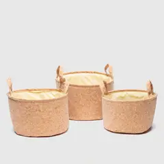 MICA - Canastos SET 3 Cork 30x18cm/27x16cm/24x14cm