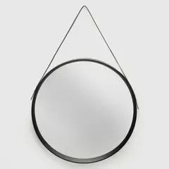 MICA - Espejo de Pared Colgado Redondo Negro 62 cm