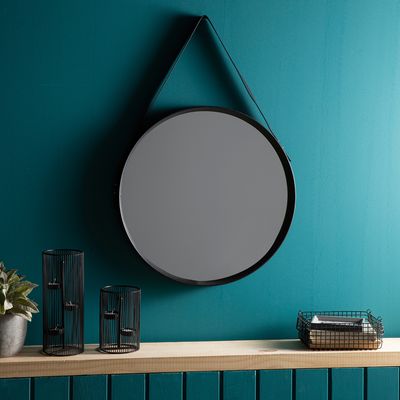 Imagen 2 del producto Espejo De Pared Redondo Colgante Negro Decorativo