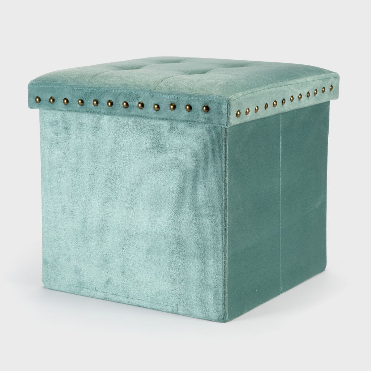 MICA - Puff Mica Terciopelo Turquesa Plegable