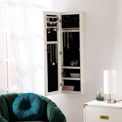 Imagen 2 del producto Espejo Joyero Organizador De Pared Con Luz Led 110x31 Cm Rectangular Blanco