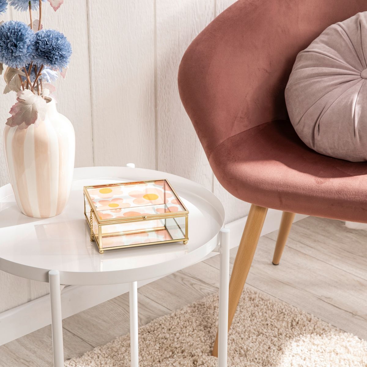 MICA - Caja Adorno Vidrio 15X15X6 cm Decoración Mica