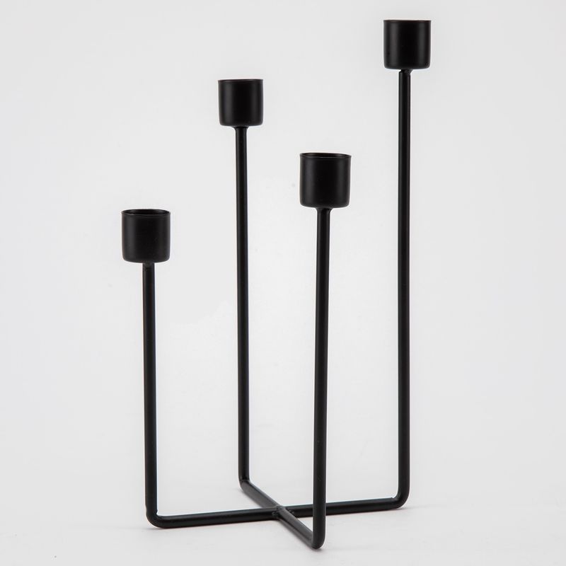 MICA - Candelabro Mica Metálico Negro para Cuatro Velas