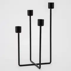 MICA - Candelabro Metálico Negro para Cuatro Velas