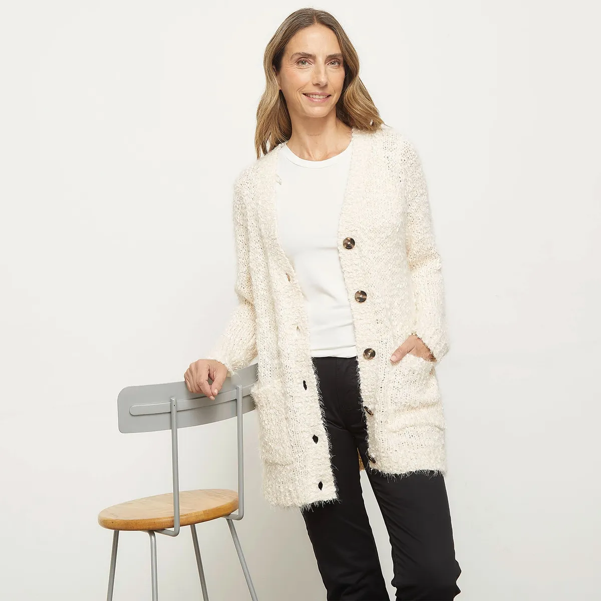 NEWPORT - Sweater Largo Con Botones Mujer Newport