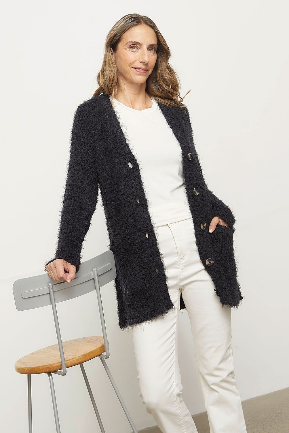 NEWPORT - Sweater Largo Con Botones Mujer Newport