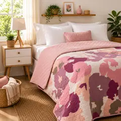 AMBIENTA - Cubrecama Estampado Reversible Sheila