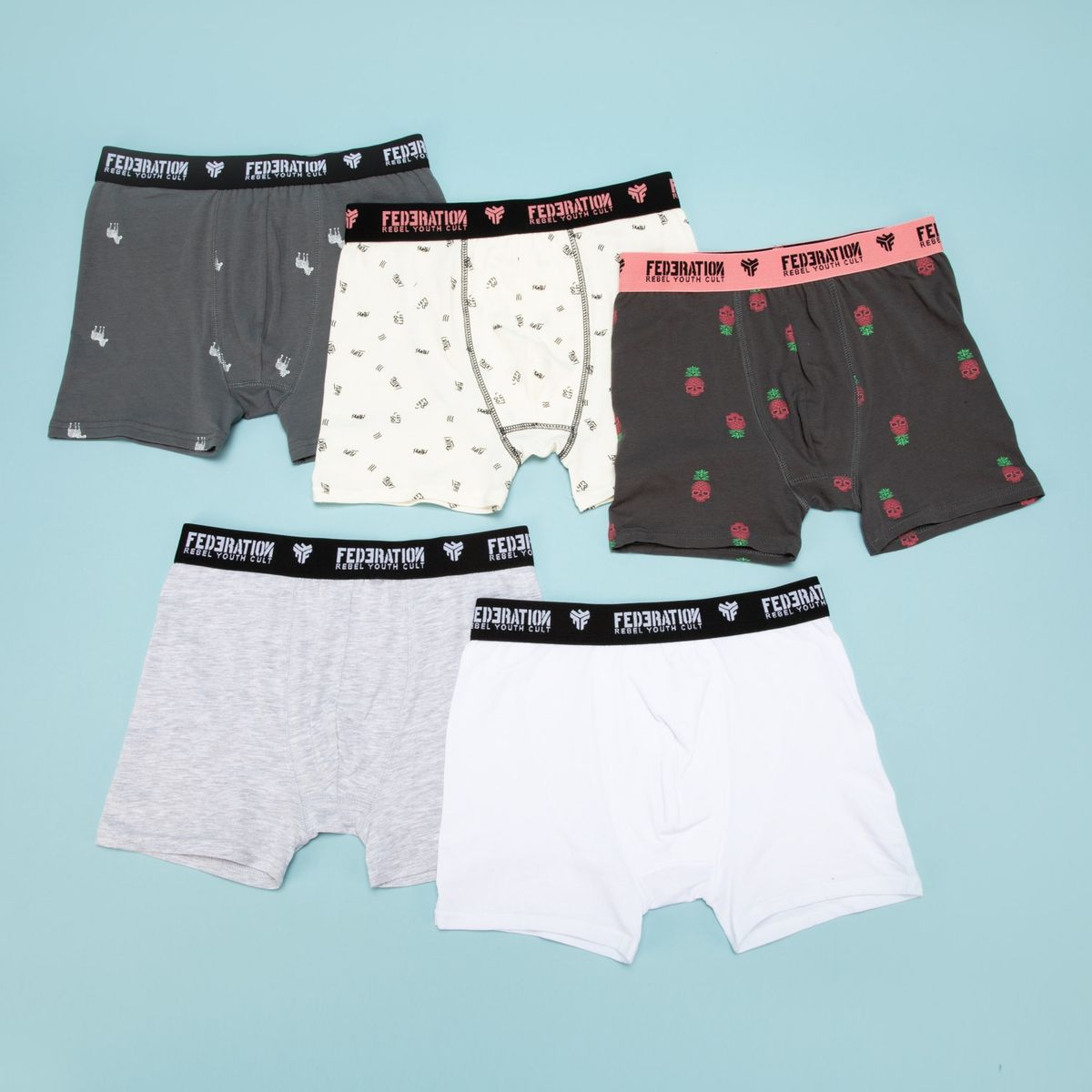 FEDERATION - Boxers Niño Federation Pack de 5 Algodón Estampados