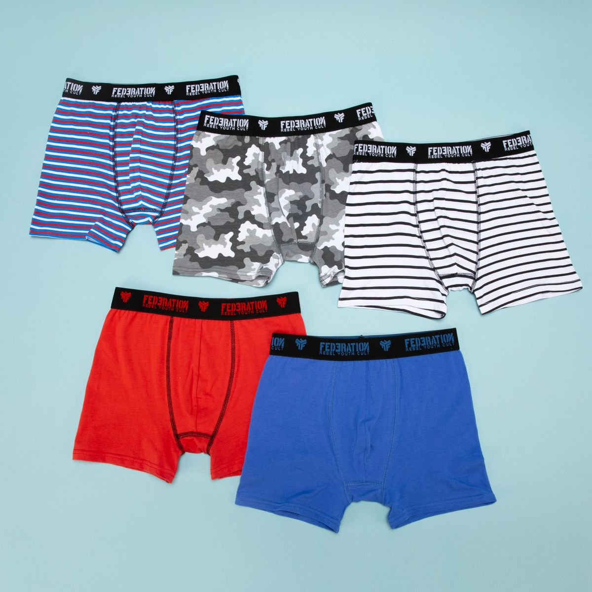 FEDERATION - Boxers Niño Federation Pack de 5 Unidades Algodón