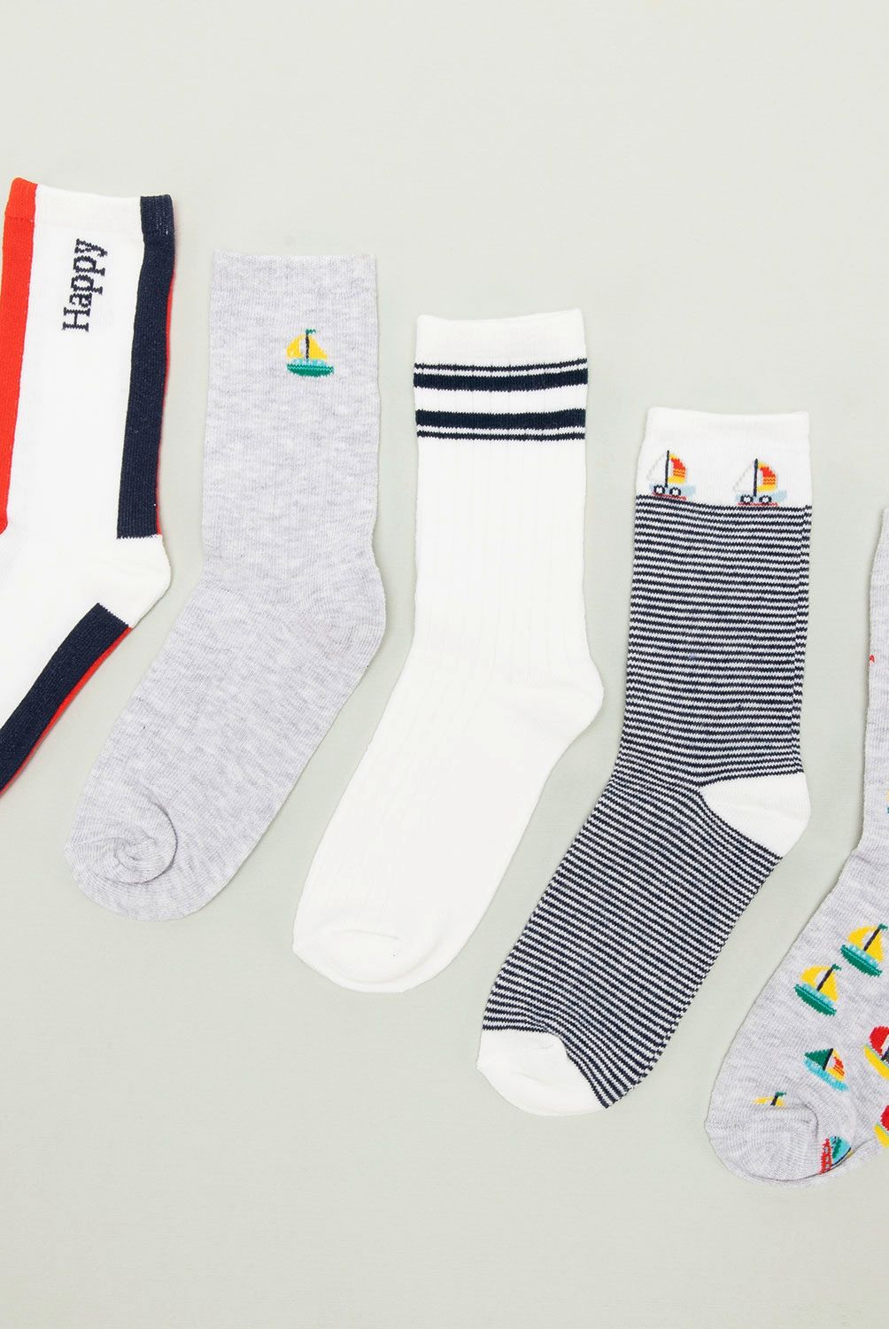 YAMP - Calcetines de Vestir Yamp Diseño Barcos Niño Algodón Pack x5