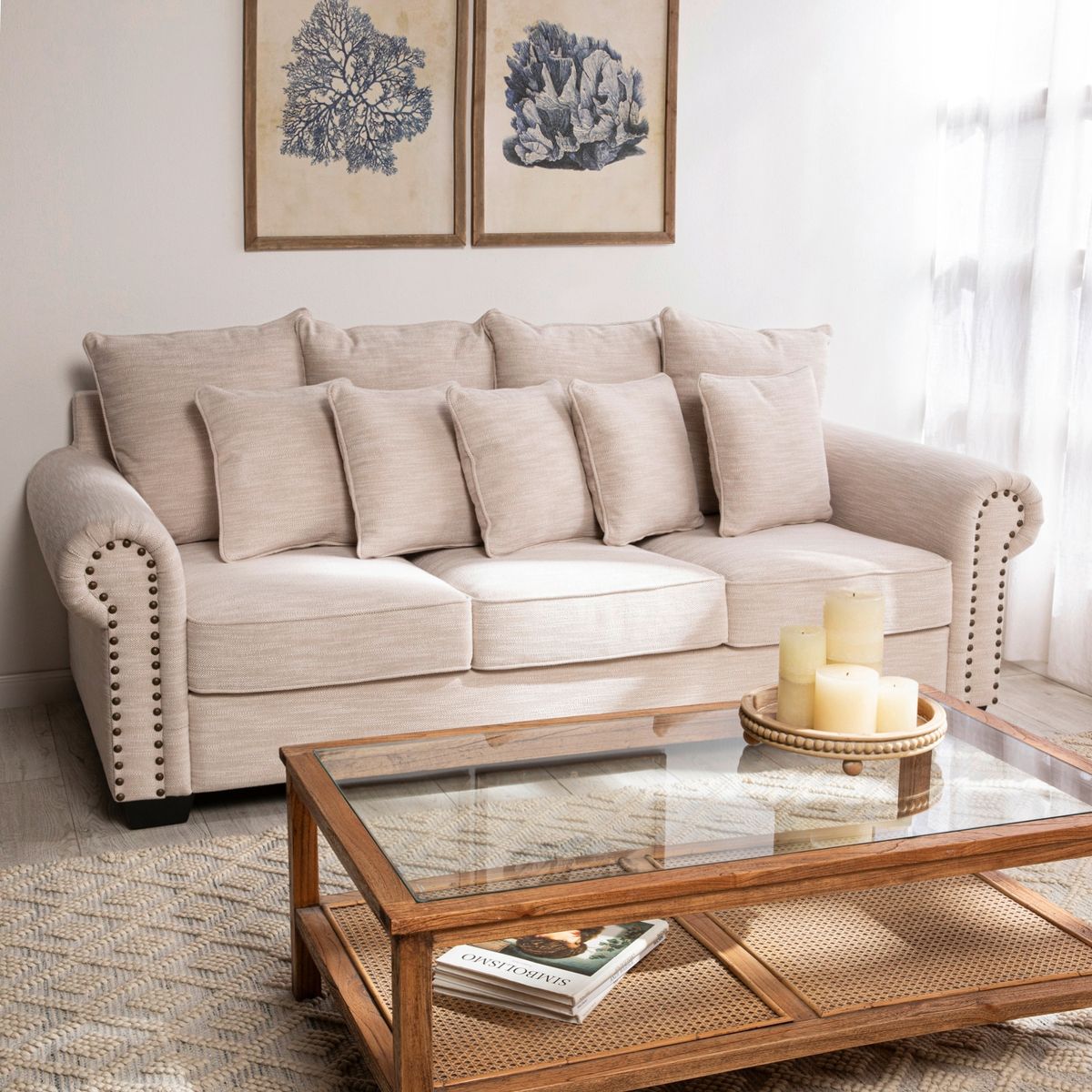 ROBERTA ALLEN - Sofá 3 Cuerpos Eleonore Beige Roberta Allen