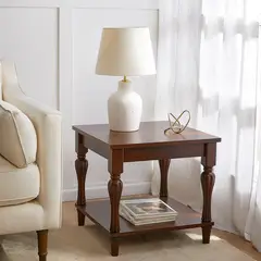 ROBERTA ALLEN - Mesa Lateral Capitolina Cuadrada Madera Barnizada