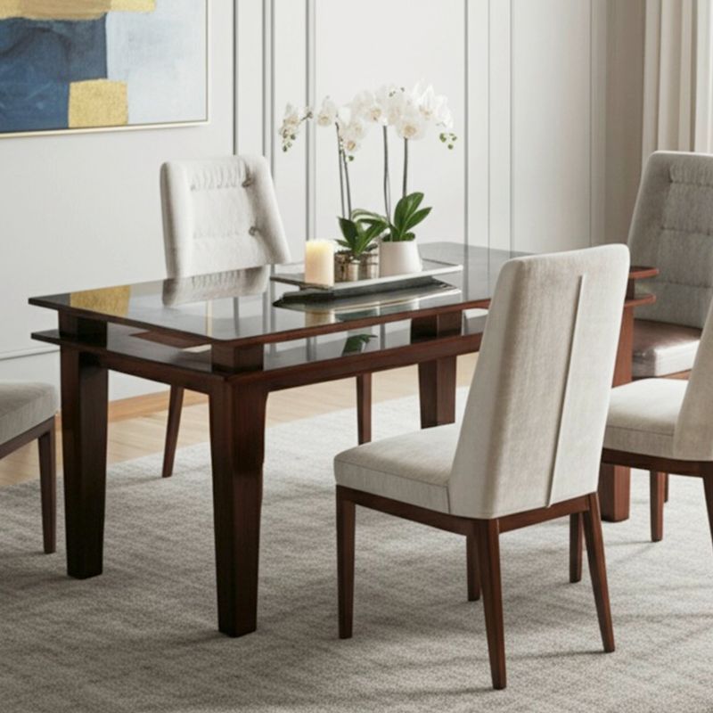 MICA - Mesa de Comedor 6 Puestos California Mica Vidrio y Madera