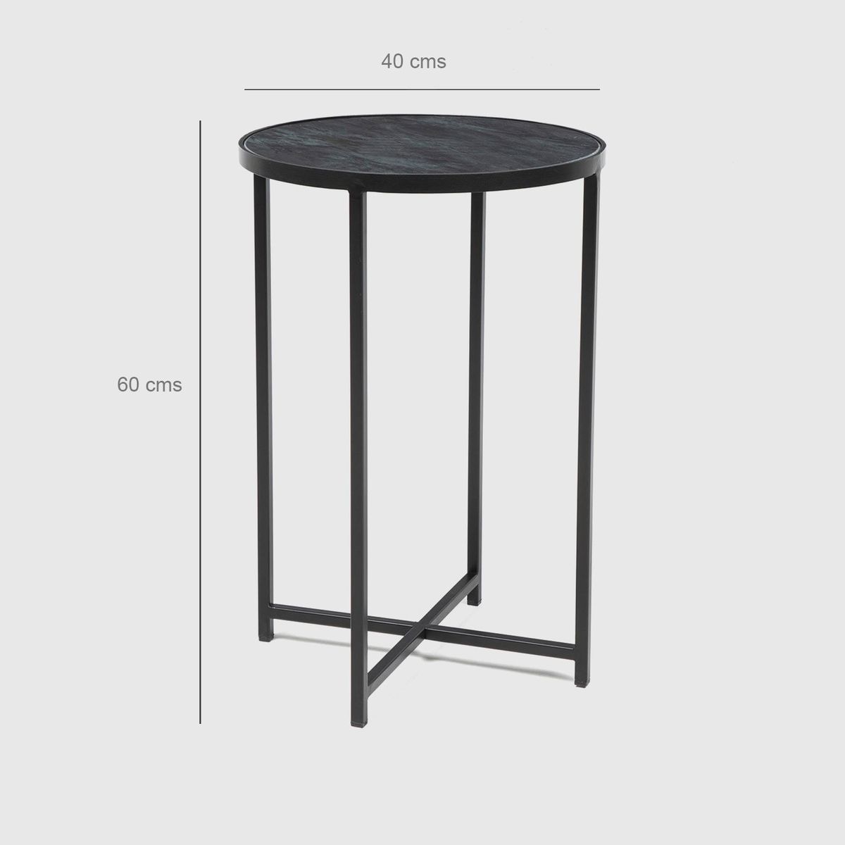 BASEMENT HOME - Mesa Lateral Imperial Redonda Mármol Negro Basement Home