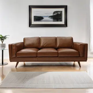 BASEMENT HOME - Sofa 3 Cuerpos Cuero Bronco