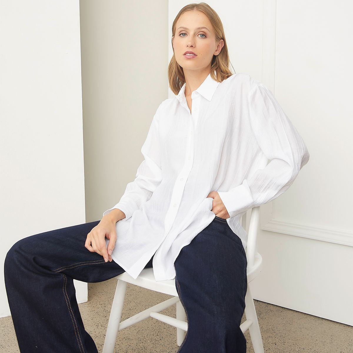 BASEMENT - Blusa Manga Larga  Oversize Mujer Basement