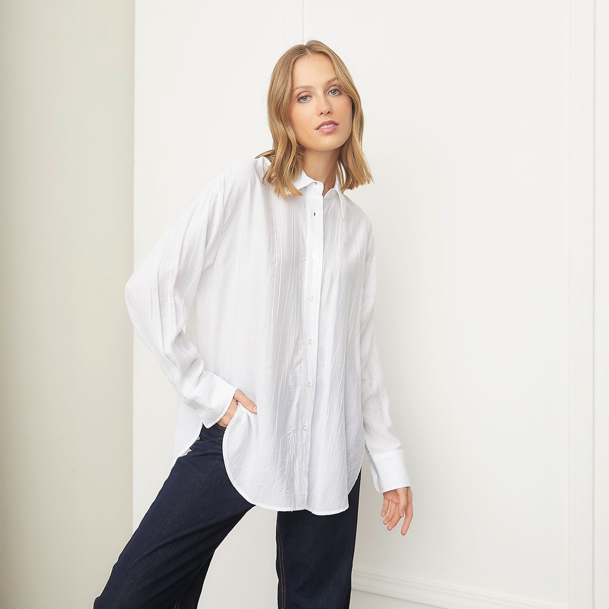 BASEMENT - Blusa Manga Larga  Oversize Mujer Basement