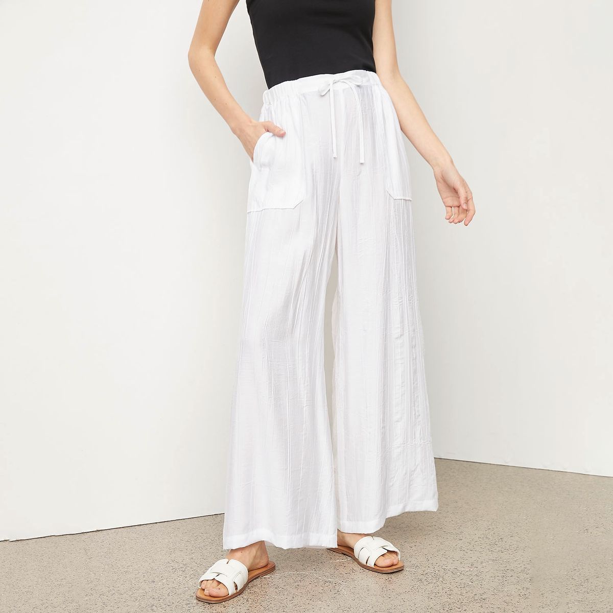 BASEMENT - Pantalón Palazzo Tiro Alto Mujer Basement